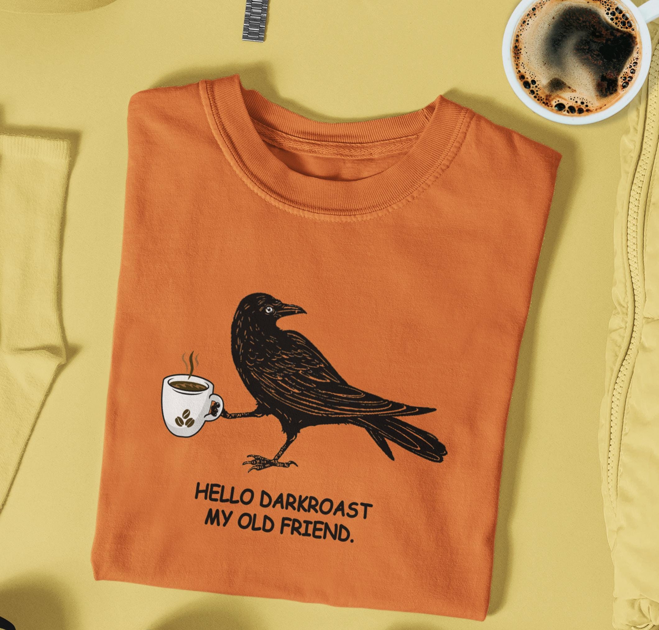 Comfort Colors® Coffee Lover Raven Crow Coffee Shirt Halloween