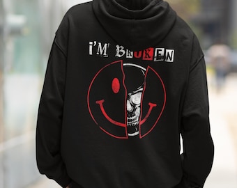I'm Broken Hoodie Mental Health Shirt Gen Z Hoodie Streetwear - Etsy