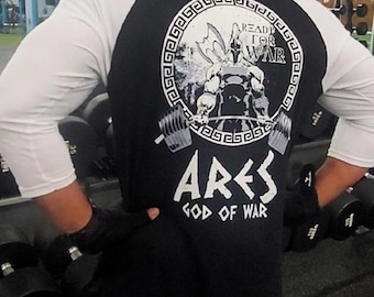 Iron Gods Titan Series Workout T-Shirt Ares, Raglan Tee, Gym Clothing, Aesthetic Clothes, Gym Apparel, Gifts For Men