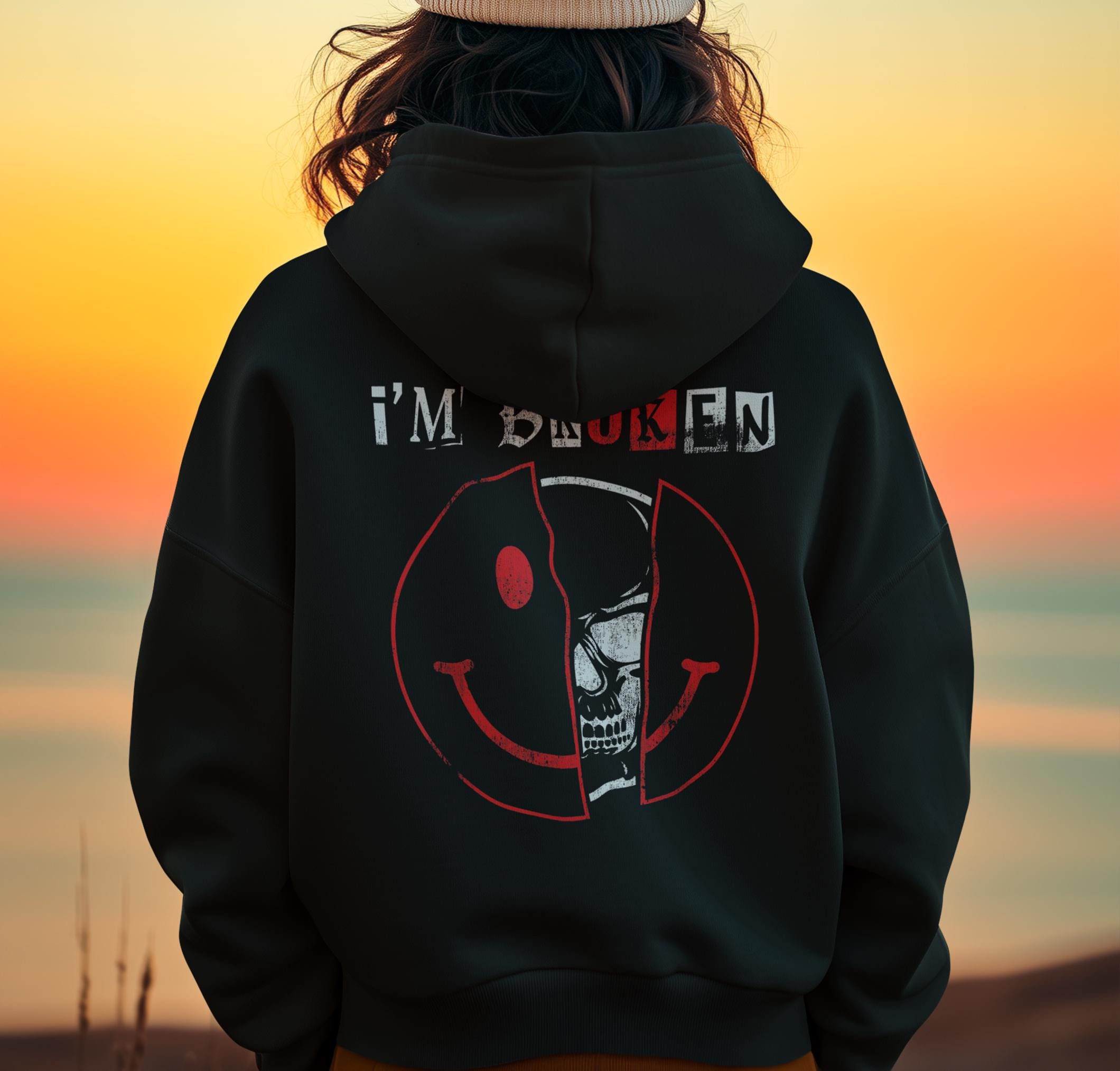 I'm Broken Hoodie Mental Health Shirt Gen Z Hoodie Streetwear - Etsy
