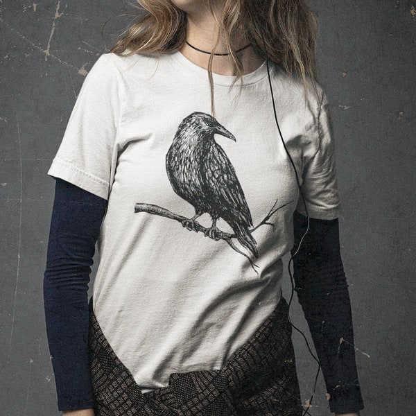 Womens Shirt - Crow Tee, Bird Lover Shirt, Raven Shirt, Women's T-Shirts, Eco Fashion, Slow Fashion, Bird Shirt, Gift For Her, Crow Shirt