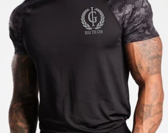 Iron Gods Assault Dri-Fit Black Camo Workout T-Shirt, Gym Clothing, Men&#39;s Gym Shirt, Aesthetic Clothes, Pump Cover, Gifts For Gym Lover