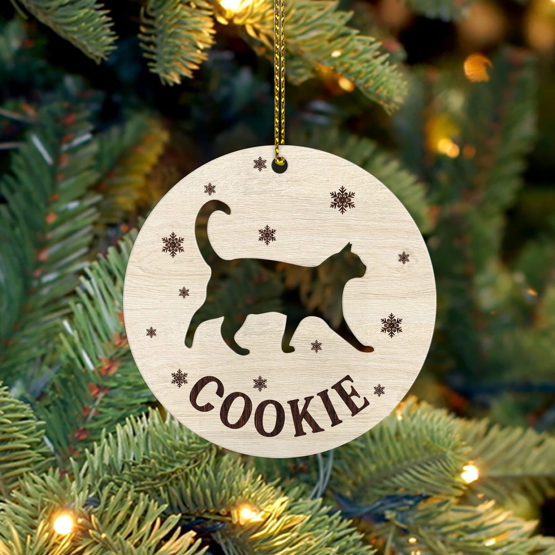 Personalized Cat Ornament, Meowy Christmas, Cats Ornaments, Cat Lover Christmas Gift, Cat
