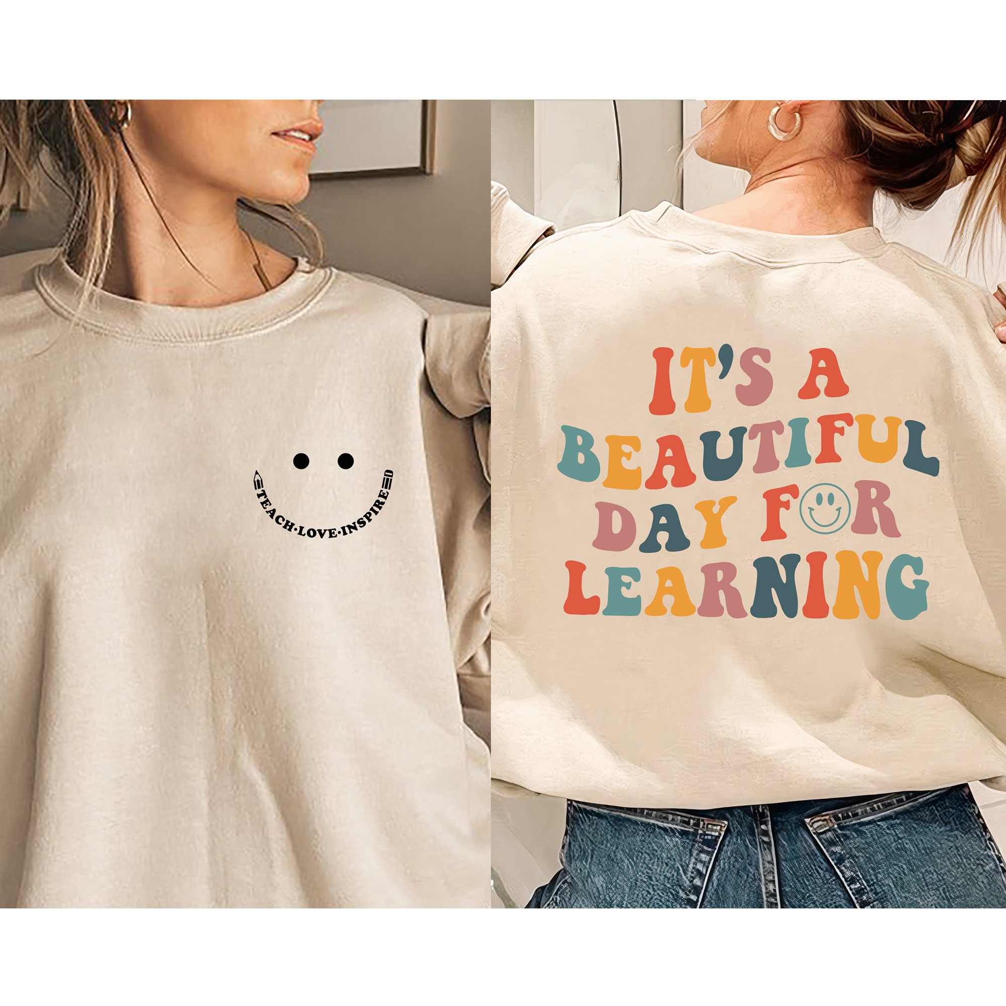 Kleding Dameskleding Hoodies & Sweatshirts Sweatshirts Back to School Teacher Gift LEARN Sweatshirt Teacher Shirt Teacher Sweatshirt LEARN Shirt 