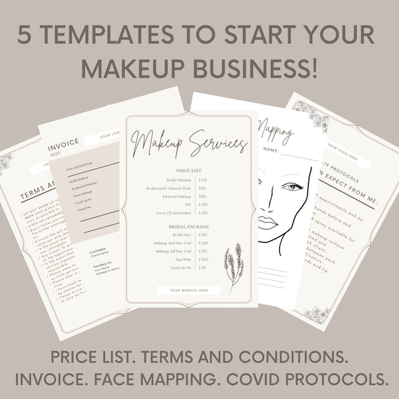 Makeup Artist Templates Terms and Conditions Invoice Price Etsy