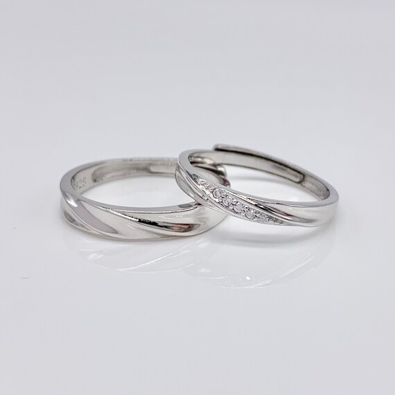 Amazon.com: CHWLNJN Fashion 18K Gold-Plated Hollow Heart Through Flower Ring  Shiny CZ Diamond Ring Cubic Zirconia Couple Ring 2 Piece Set Promise  Eternal Diamond Engagement Wedding Ring (9)