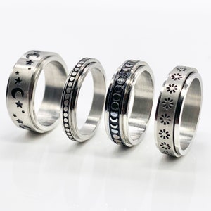 Spinner Ring Flower Worry Ring, Rotating Ring for Anxiety and Stress, Spin Ring Fidget Ring help Worry Dermatillomania Skin Picking Adhd