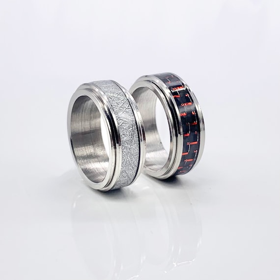 SILVER Fidget Spinner Band Rings for Men & Boys - Cool Stainless Steel Spinning  Ring (SILVER)