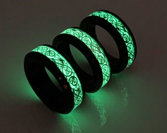 Glow Spinner Ring with Dragon Art, luminous Rotating Ring for Fidgeting, Fidget Ring with Dragon Drawings, Men Spin Ring, Fidget Ring