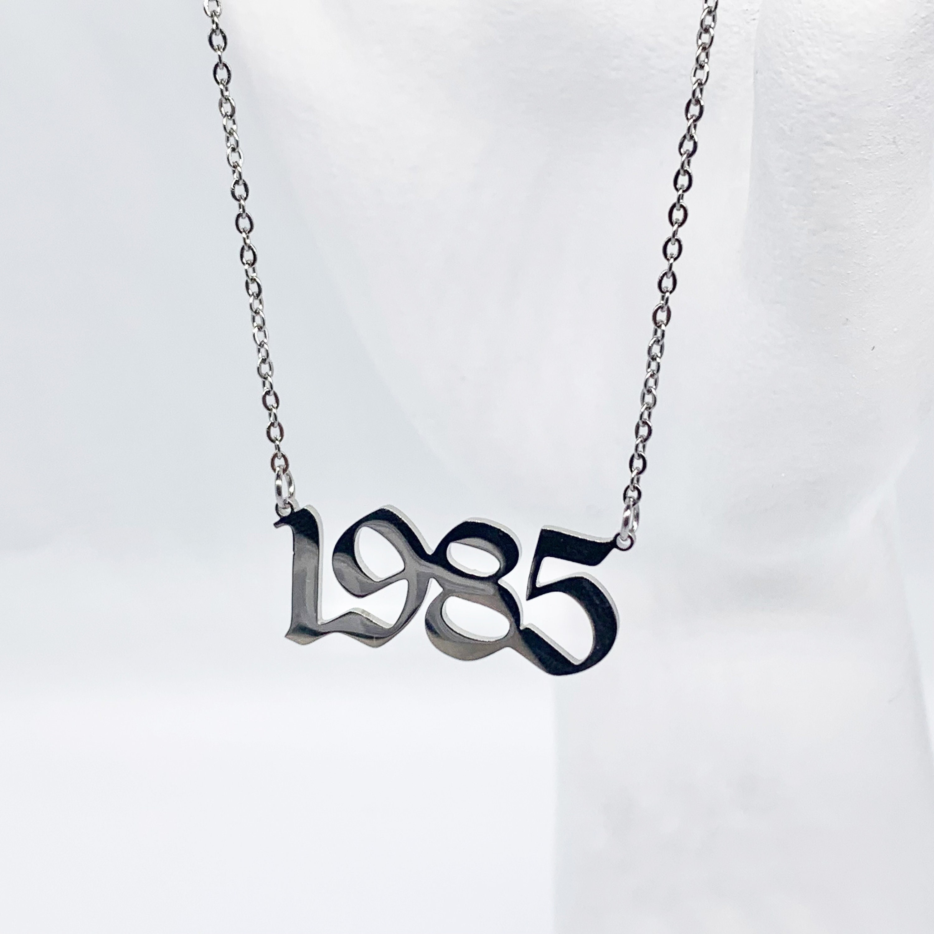 Custom Necklace Birthday Year of Birth Necklace Old English Etsy