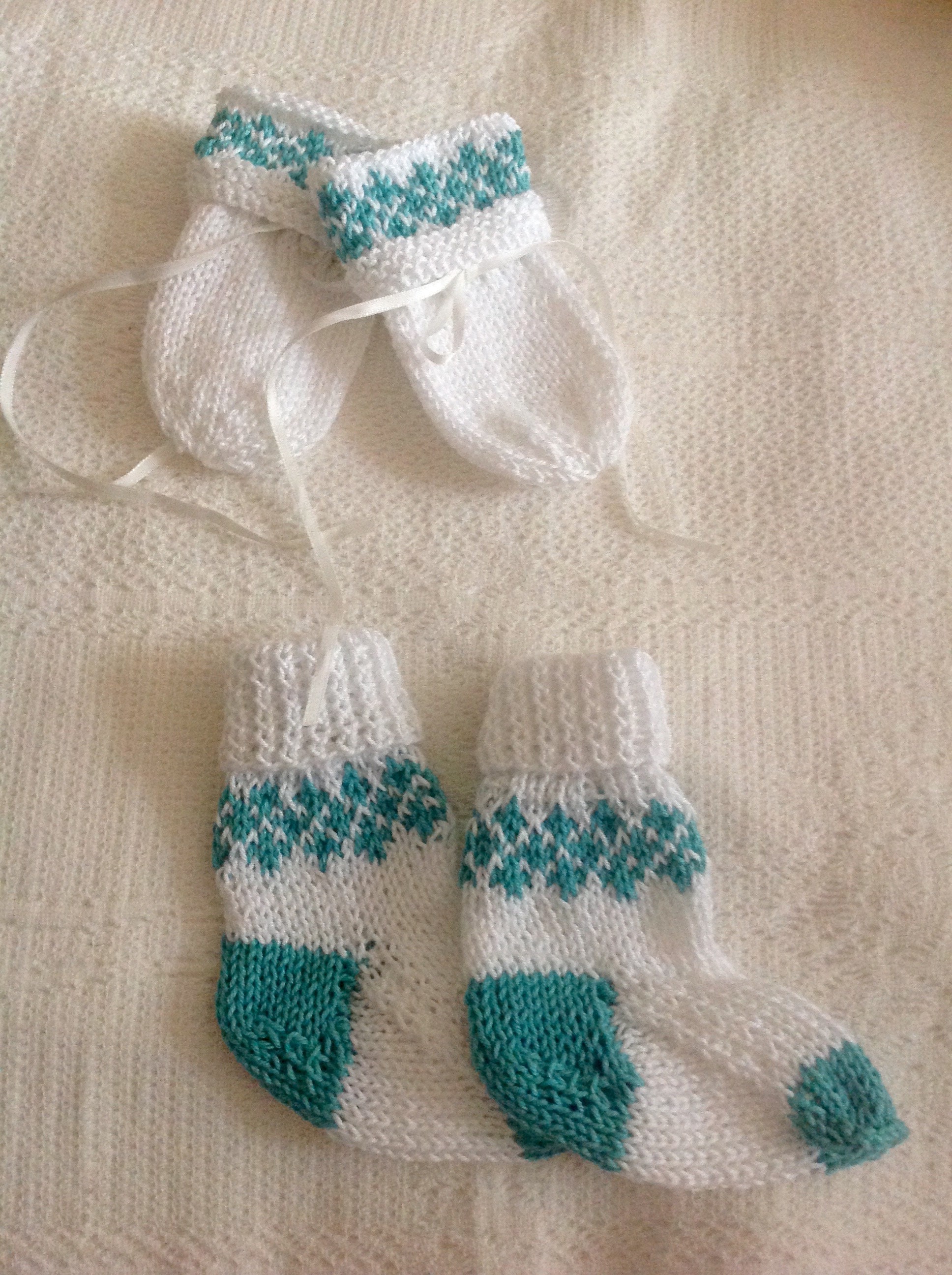 Knitted mitten and sock set for newborns Etsy