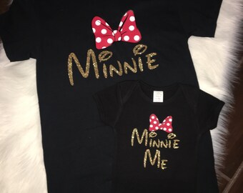 Disney Minnie Mouse mommy and me matching Tshirts Disney girl baby toddler ladies family vacation shirt