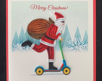 Christmas Card, Christmas Cards, Holiday Card, Santa Card, Scooter Santa!