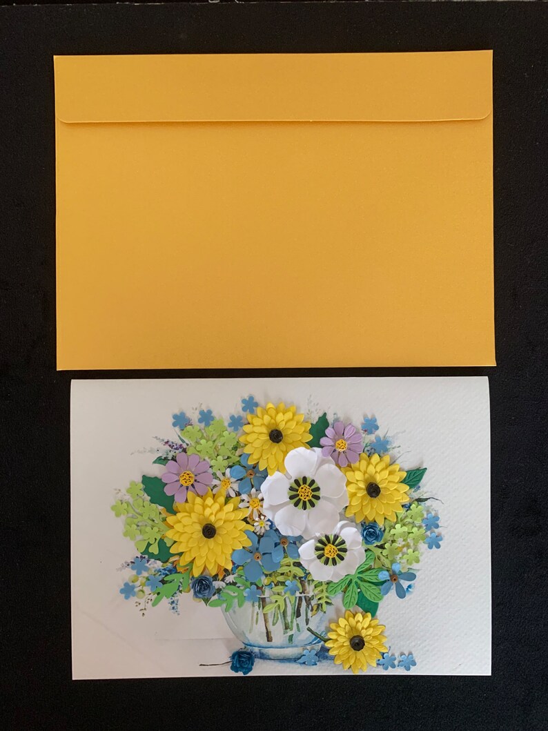 Handmade Quilling Card, Paper Flower Card, XL, 3d Card, Quill Card, Fleurs Du Matin image 8