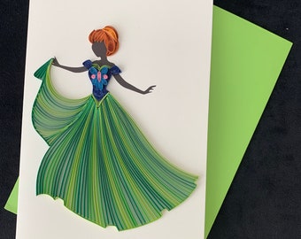 Handmade Quilling Card, Quilling Card, 3d Card, Quill Card, “Dancing Lady”, XL Card, Quilled Art