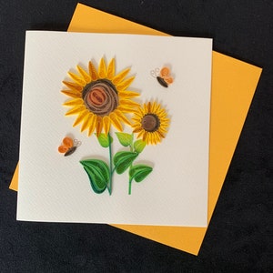 Carte de tournesol, carte Quilling faite à la main, carte Pop, carte 3D, carte d'anniversaire, carte vierge, carte de tournesols