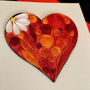 Tarjeta de San Valentín, Tarjeta de quilling hecha a mano, Tarjeta 3D, Tarjeta de corazón, Tarjeta de amor, Tarjeta de boda, Tarjeta de aniversario, Tarjeta de corazón hecha a mano