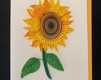 Handmade Quilling Card, Sunflower Card, Quill Card, Paper Flower Card, XL Card, Sunflower Art, 3D card, Pop Card, Vibrant Sunflower