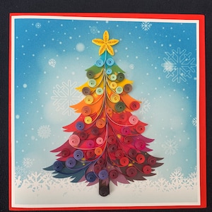 Handgemachte Quilling Karte, Weihnachtskarte, Weihnachtskarte, Weihnachtsbaum im Schnee