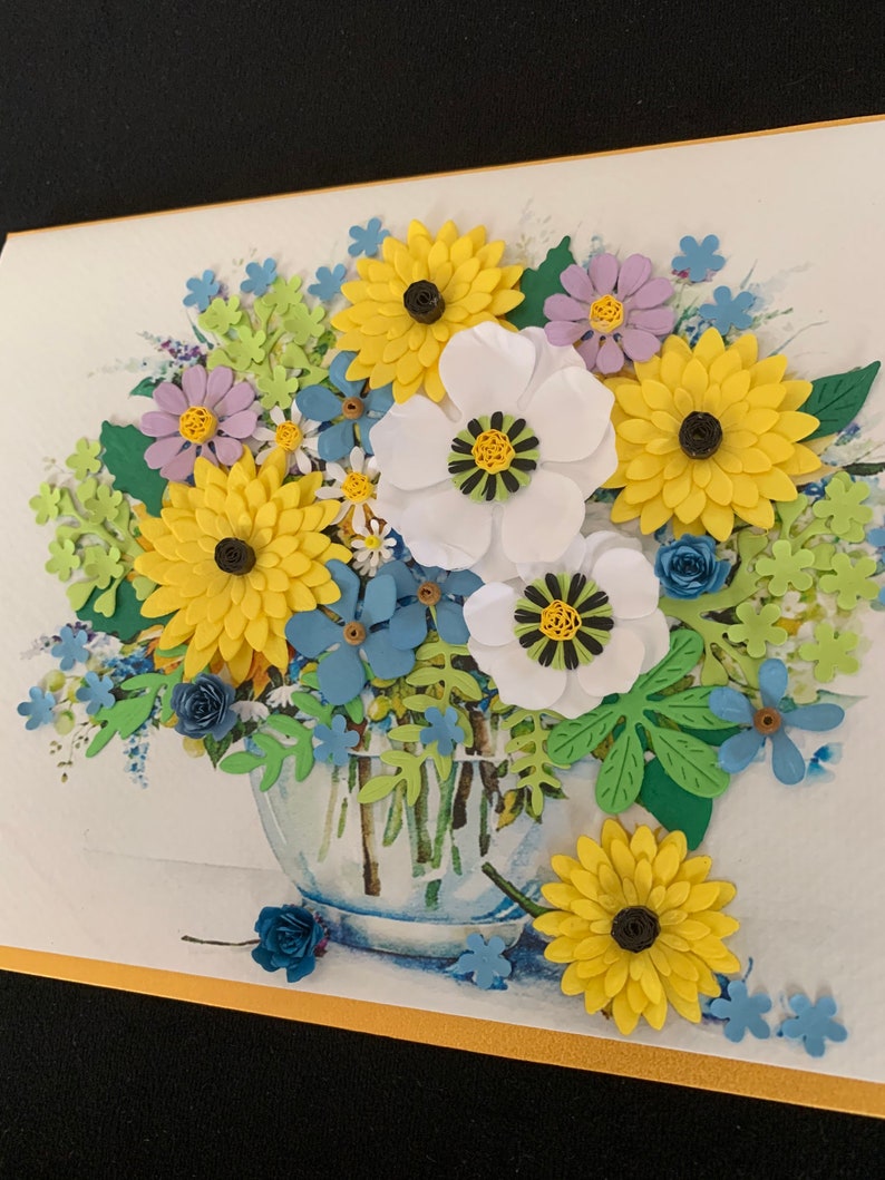 Handmade Quilling Card, Paper Flower Card, XL, 3d Card, Quill Card, Fleurs Du Matin image 1