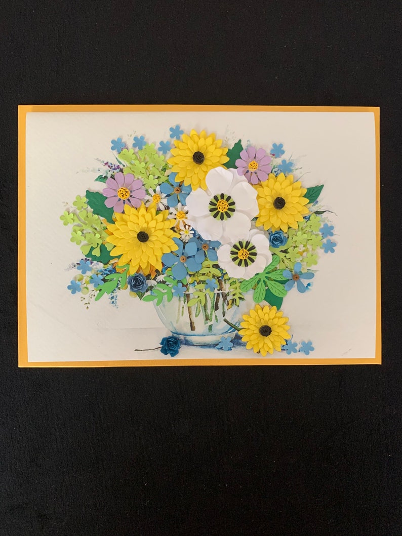 Handmade Quilling Card, Paper Flower Card, XL, 3d Card, Quill Card, Fleurs Du Matin image 6