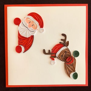 Handmade Quilling Card, Christmas Card, “Sneaky Santa”