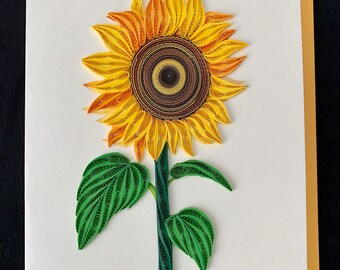 Handmade Quilling Card, Sunflower Card, Quill Card, Paper Flower Card, XL Card, Sunflower Art, 3D card, Pop Card, Vibrant Sunflower #3