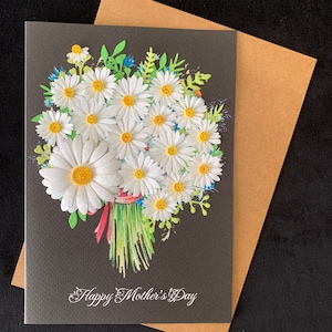 Tarjetas Del Día De la Madre, Tarjetas Quilled, Tarjetas Hechas A Mano, Tarjetas 3D, Tarjetas Pop, Tarjetas XL, Wild Daisy Bunch Tarjeta del Día de las Madres