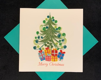 Christmas Card, Christmas Tree Card, Christmas Quill Card, Christmas Quilling Cards
