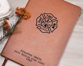 Fire Rescue, Firefighter Gift, Fire Fighter Journal, Firefighter Personalized Leather Journal, Fireman Gift, Fireman Notebook