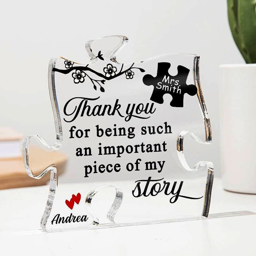 Personalized Puzzle Piece Acrylic Plaque, Custom Thank You Gift for ...