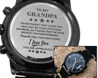 Engraved Watch for Grandpa, Personalized Gift from Grandkids, Custom Message Watch, Birthday Gift Watch, Father’s Day Gift, Gift for Men