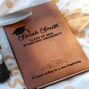 Personalized Graduation Journal, Custom Leather Notebook with Name & Class Year, Graduate Gift, College Graduation Keepsake for Students