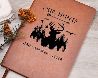 Personalized Hunting Journal, Custom Deer Hunting Logbook, Leather Hunt Diary Gift for Dad, Husband, Son, Outdoor Adventure Keepsake