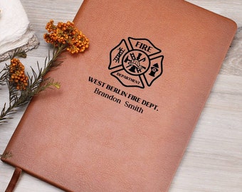 Firefighter Gift, Fire Fighter Journal, Firefighter Personalized Leather Journal, Fireman Gift, Fireman Notebook, Firemen Journal