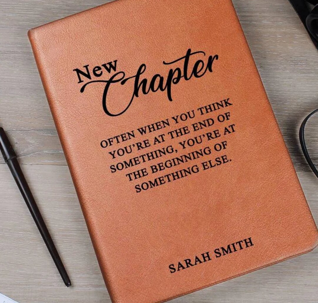 Personalized New Chapter Leather Journal, Custom Engraved Notebook With ...
