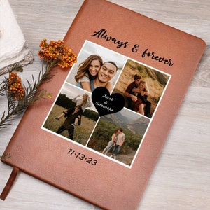 Personalized Leather Photo Journal, Custom Couple Scrapbook, Wedding Memory Book, Anniversary Gift, Valentine’s Day Keepsake Notebook