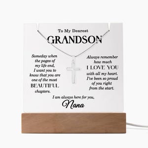 To My Grandson Cross Necklace, Gift from Grandma, Keepsake for Grandson – Religious Gift for Grandson, Grandson Birthday or Graduation Gift