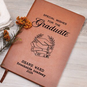 Personalized Graduation Journal, Custom Leather Notebook with Name, School & Year, Graduation Gift, Custom Journal for Graduate, Custom Gift