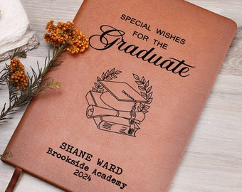 Personalized Graduation Journal, Custom Leather Notebook with Name, School & Year, Graduation Gift, Custom Journal for Graduate, Custom Gift