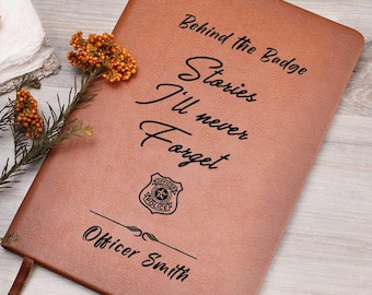 Personalized Police Officer Gift Journal, Custom Leather Notebook for Law Enforcement Retirement, Graduation, Police Graduation, Cop Gift