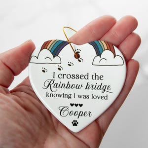 Custom Dog Photo Rainbow Acrylic Plaque - Memorial Gift Idea For Christmas - I Crossed Over The Rainbow Bridge Knowing I Was Loved
