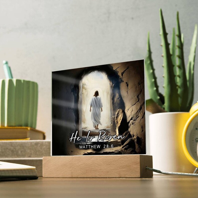 He is Risen, Jesus Leaving the Garden Tomb, Christian Gift, He is Risen