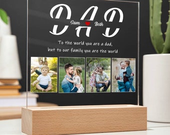 Personalized Dad Photo Gift, Custom Acrylic Plaque with Pictures, Father’s Day Gift from Kids, Birthday Gift for Dad, Best Dad in the World