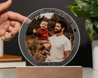Dad Photo Gift, - Baby and Daddy Photo Frame - First Father's Day Gift - New Dad Gift - Acrylic Photo Print Frame for Desk