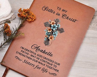 Sister in Christ Gift, Personalized Christian Journal, Christian Journal, Religious Gift for Women, Faith Friendship Gift, Christian gifts