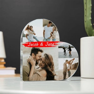 Personalized Heart Photo Collage Plaque, Custom Couple Picture, Anniversary Gift, Wedding Gift, Valentine’s Day Gift, Custom Acrylic Plaque