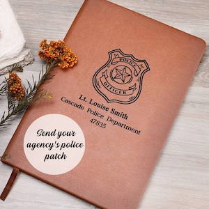 Personalized Police Badge Journal, Custom Engraved Leather Notebook Gift for Police Officer, Law Enforcement Graduation or Retirement Gift