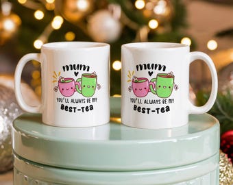 Mum Best-Tea Mug, Cute Coffee Cup Gift for Mum, Funny Tea Mug with Kawaii Design, Mother’s Day, Birthday or Christmas Gift for Mum