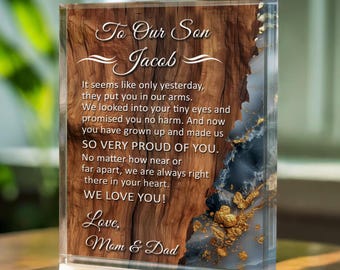 Para nuestro hijo, Regalos para hijo, Placa para hijo, El mejor regalo para hijo de parte de sus padres, Regalo para hijo, Regalo de boda para hijo, Regalo para hijo de parte de sus padres
